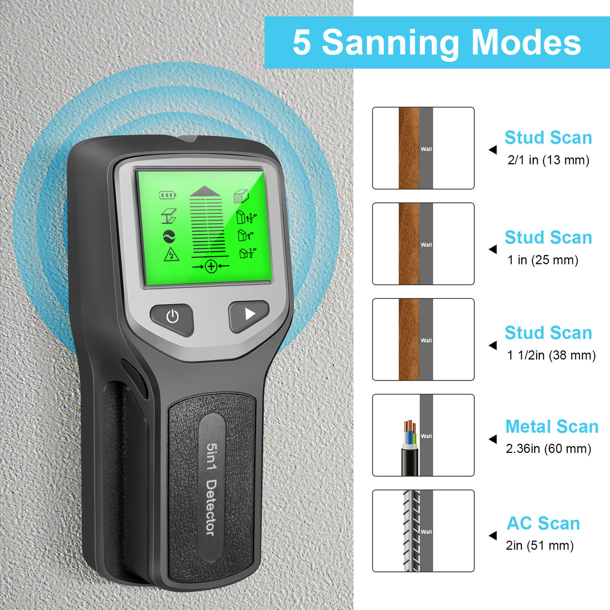 5-in-1 wall scanner and stud finder, main product view