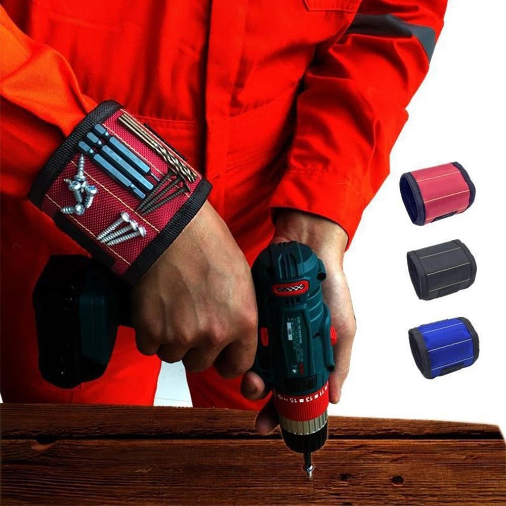 Magnetic wristband for screws and small metal parts
