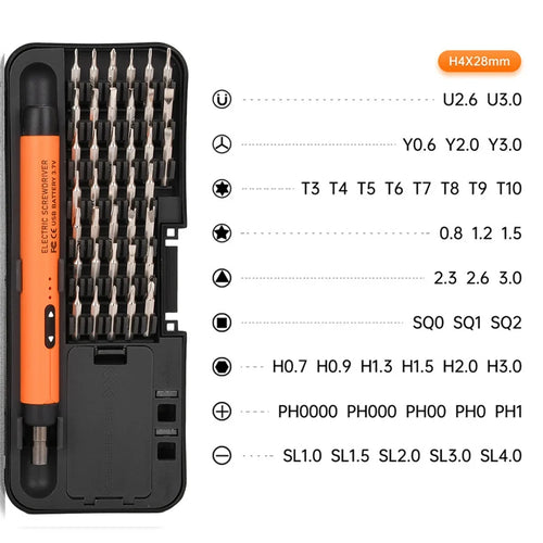 Precision screwdriver set with bits and case