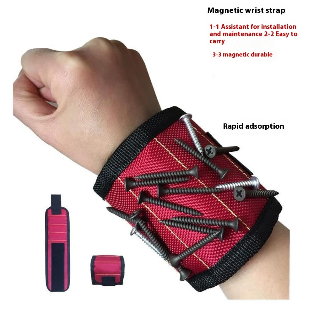 Black magnetic wristband with adjustable fastening